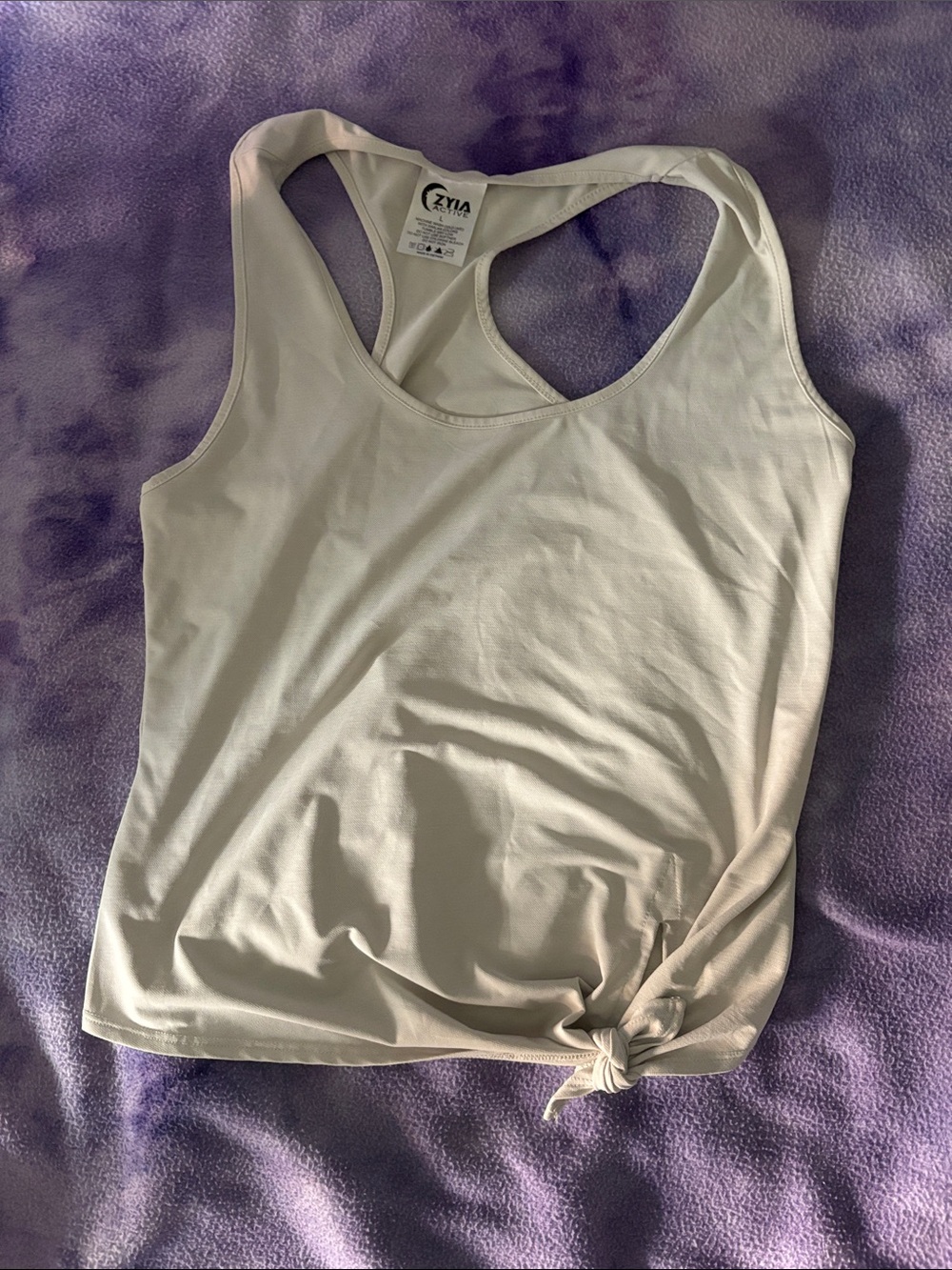 ZYIA White Racerback Tank with Side Tie size large